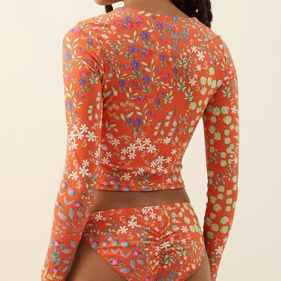 New Cynthia Rowley x Free People Ruched Reef S M L Orange Floral MidRise Bottoms - Picture 8 of 11